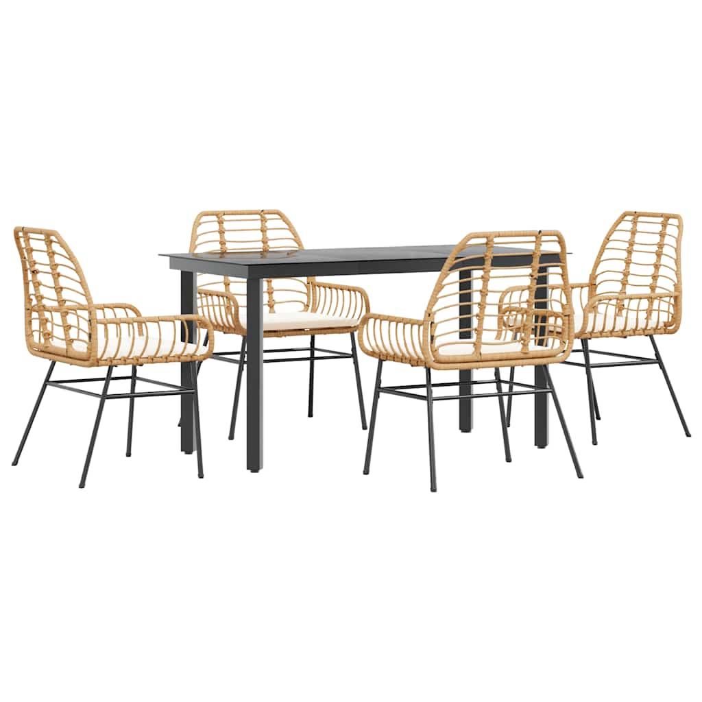 Garden Dining Set Brown, Black, Cream White