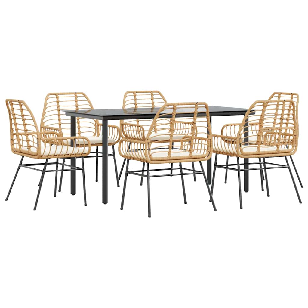 Outdoor Dining Set Brown, Cream White