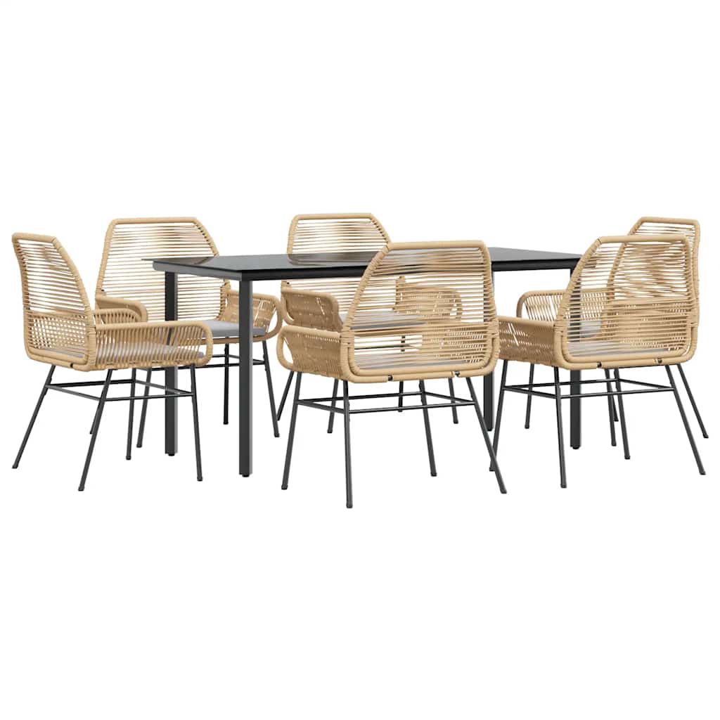 Garden Dining Set Brown PE rattan 6-seater Durable