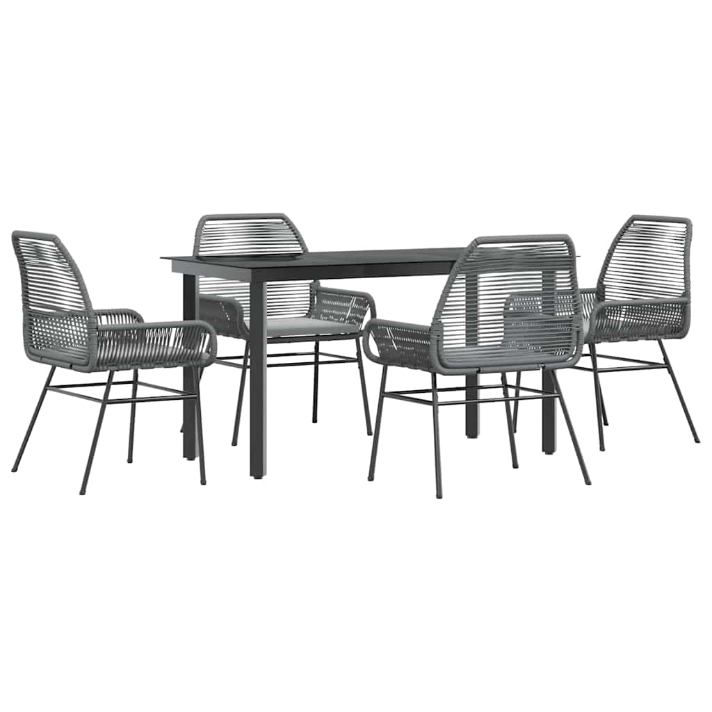 Garden Dining Set Grey PE Rattan 4-Seater UV-Resistant Materials
