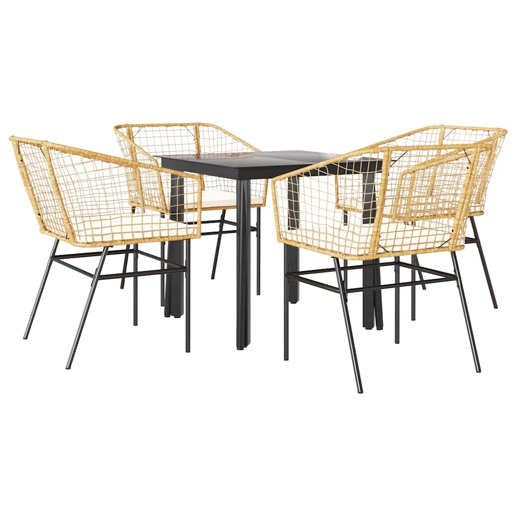Garden Dining Set Brown PE Rattan 4-Seater Durable