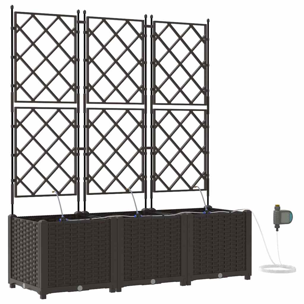 Garden Planter 3 pcs Brown Plastic