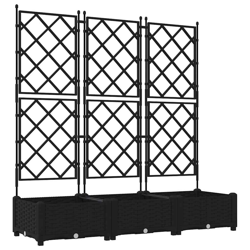 Garden Planter 3 pcs Black 47.24 x 15.75 x 49.41 in Plastic