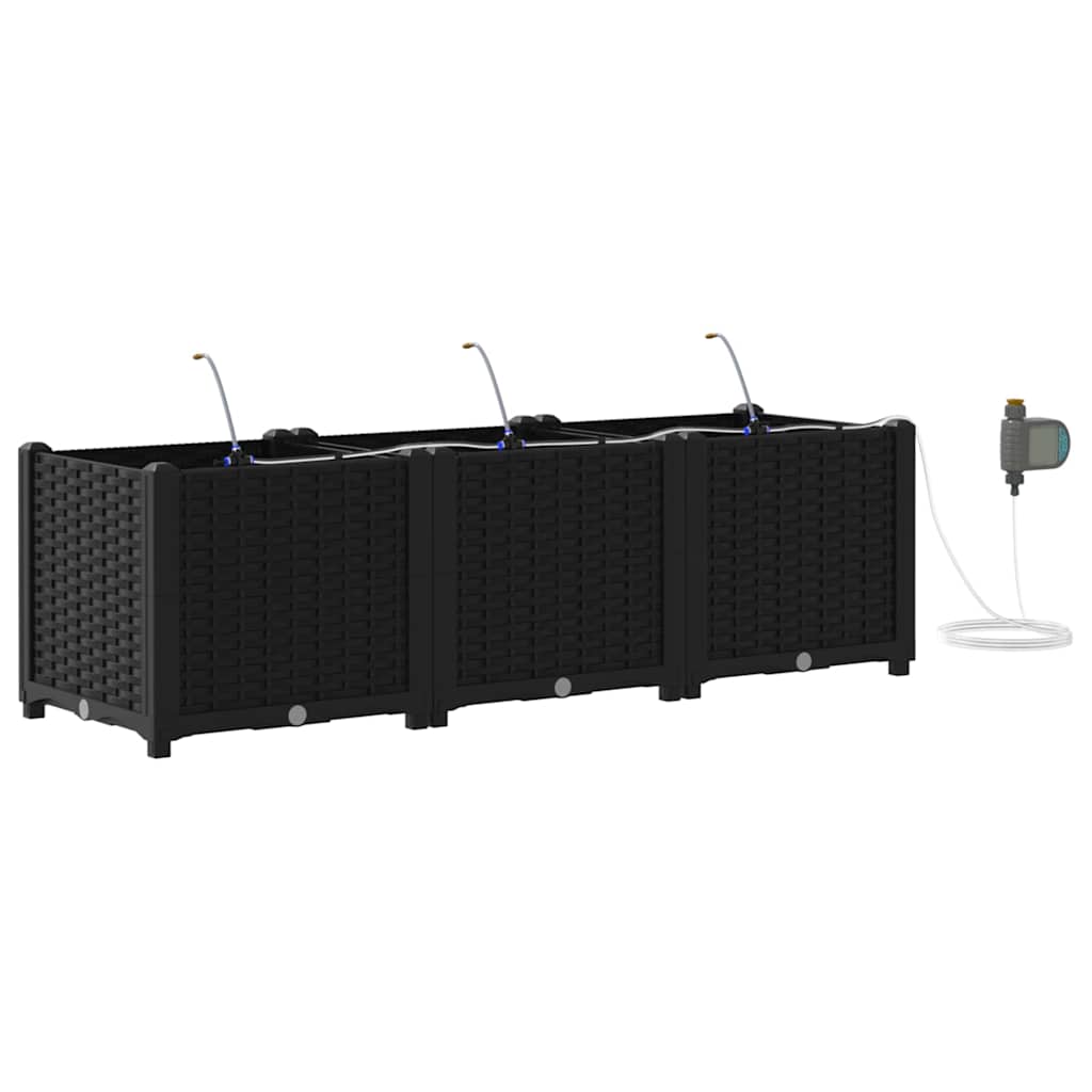 Garden Planter 3 pcs Black Plastic