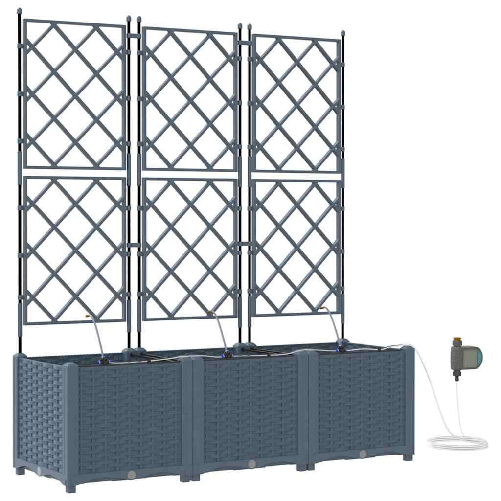 Garden Planter 3 pcs LiGht Grey Plastic