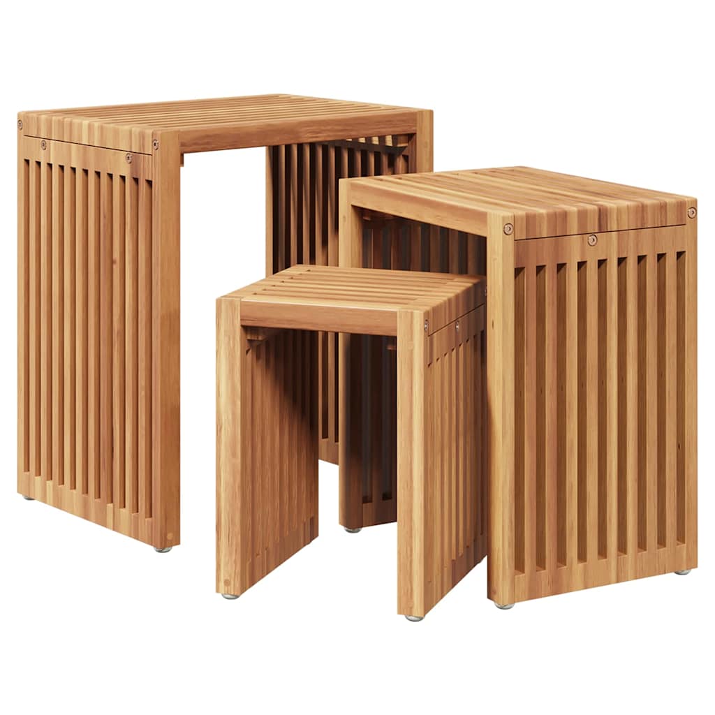 Garden Side Table 3 pcs Brown 12.99 x 17.52 x 20.08 in