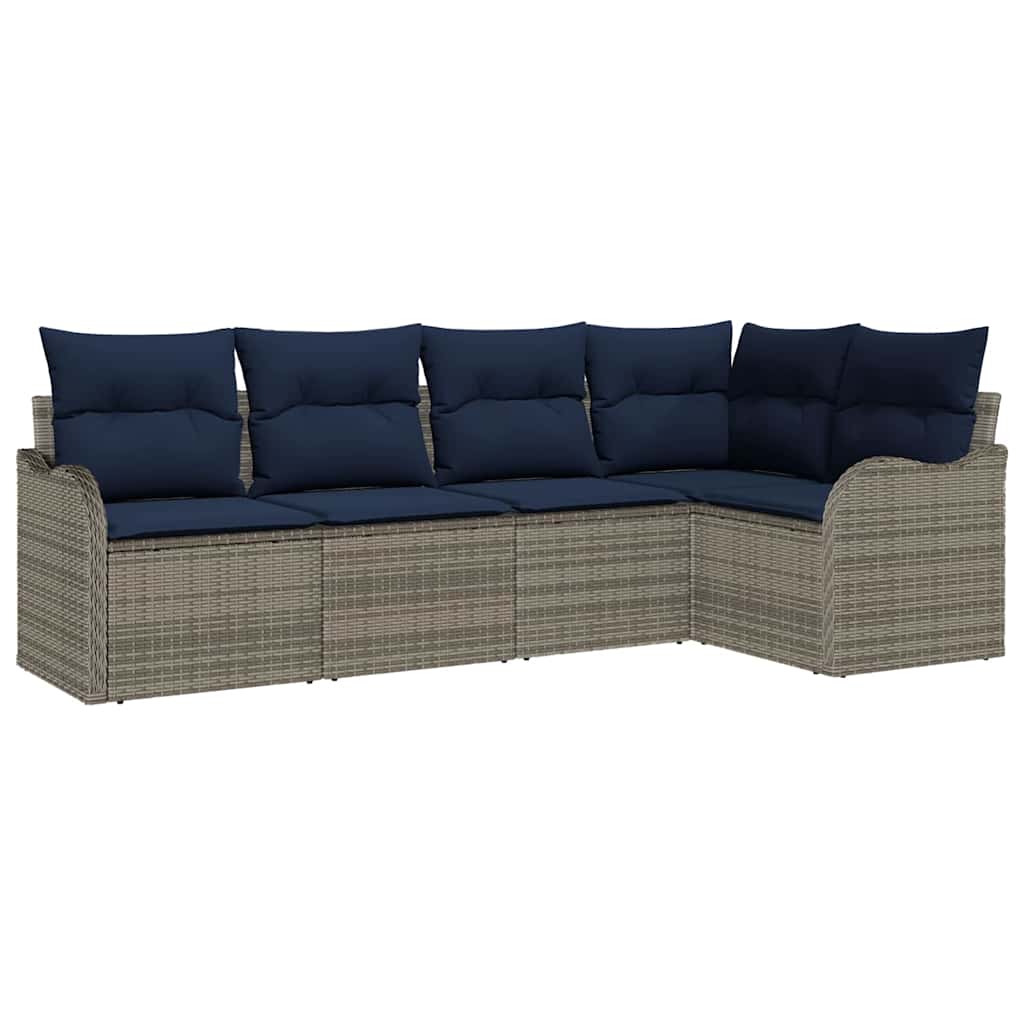Garden Sofa Set Grey Poly Rattan