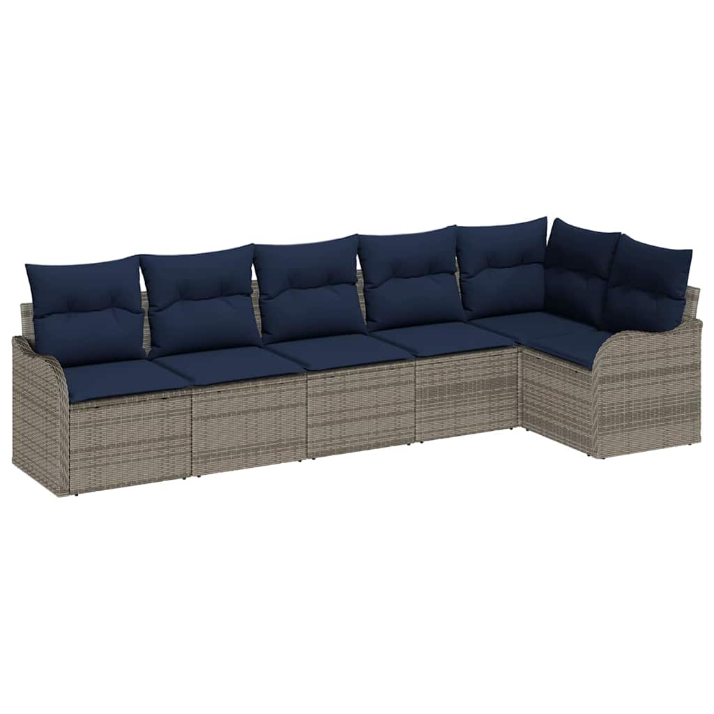 Garden Sofa Set 6 pcs Grey Poly Rattan