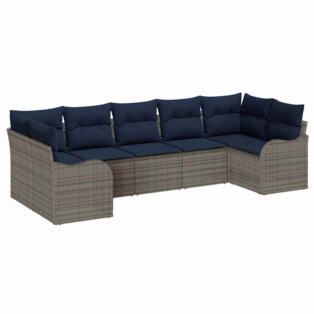 Garden Sofa Set Grey Poly Rattan