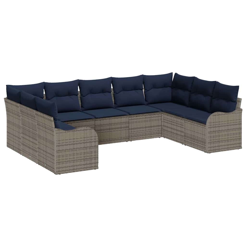 Garden Sofa Set Grey Poly Rattan