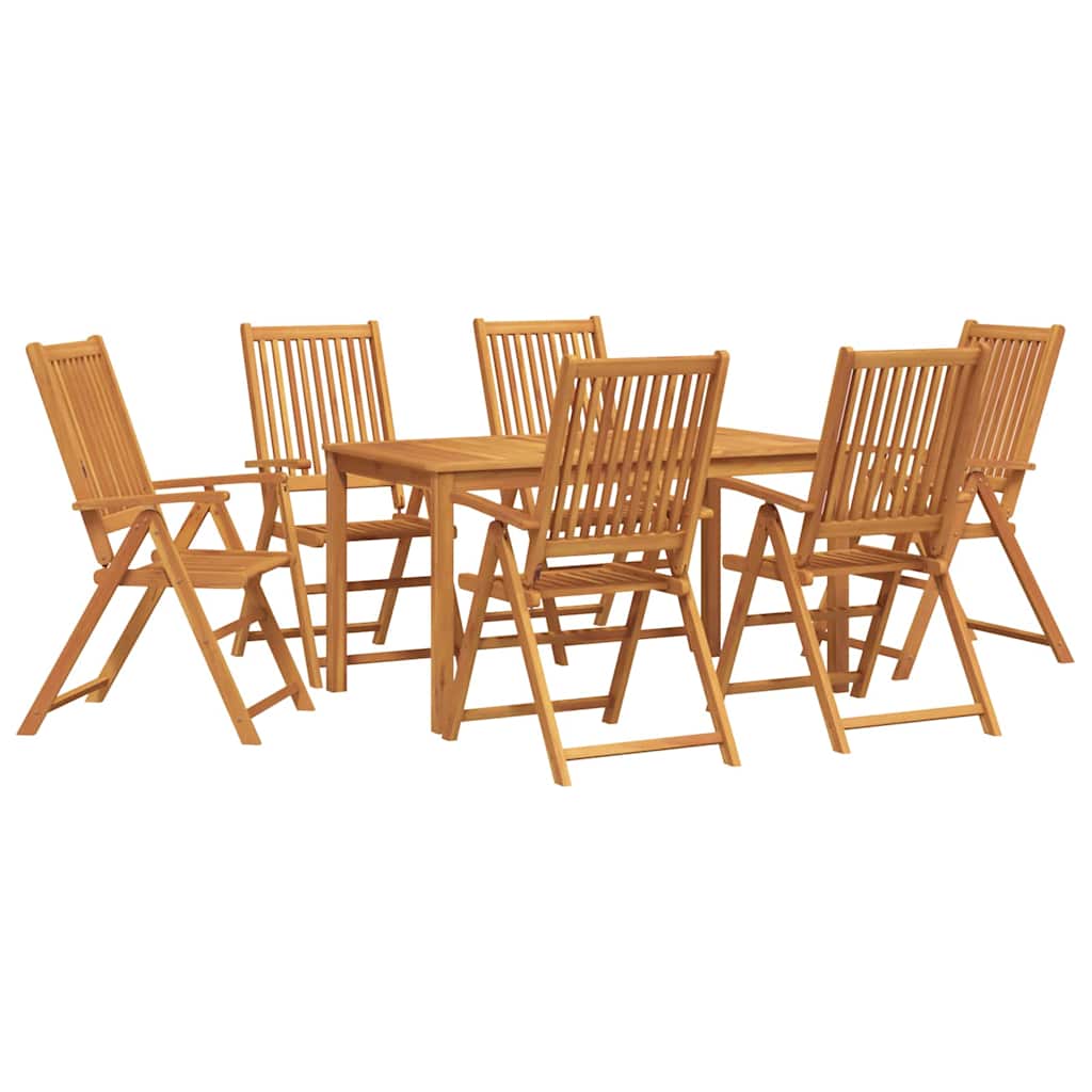 Garden Dining Set Folding 7 pcs Brown Solid Acacia Wood
