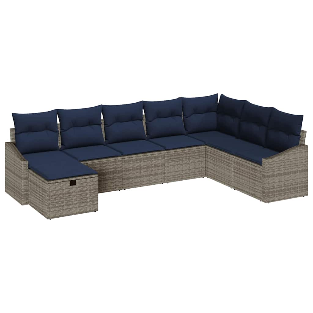 Garden Sofa Set with Cushion with Storage 8 pcs Poly Rattan
