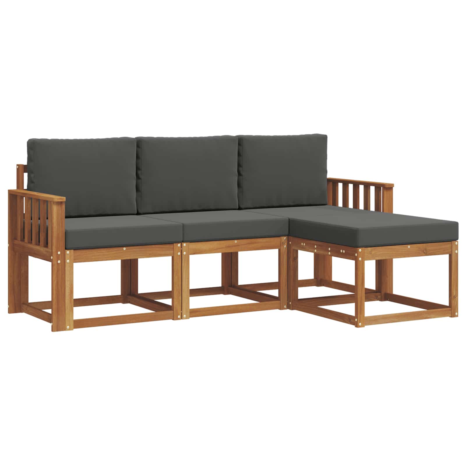Outdoor Sofa Set with Cushion 4 pcs Natural and Anthracite