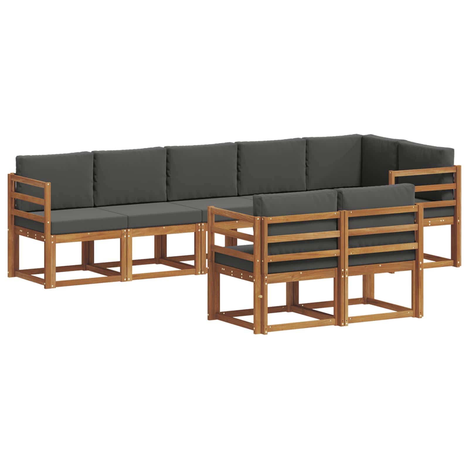 Outdoor Sofa Set with Cushion 8 pcs Natural and Anthracite