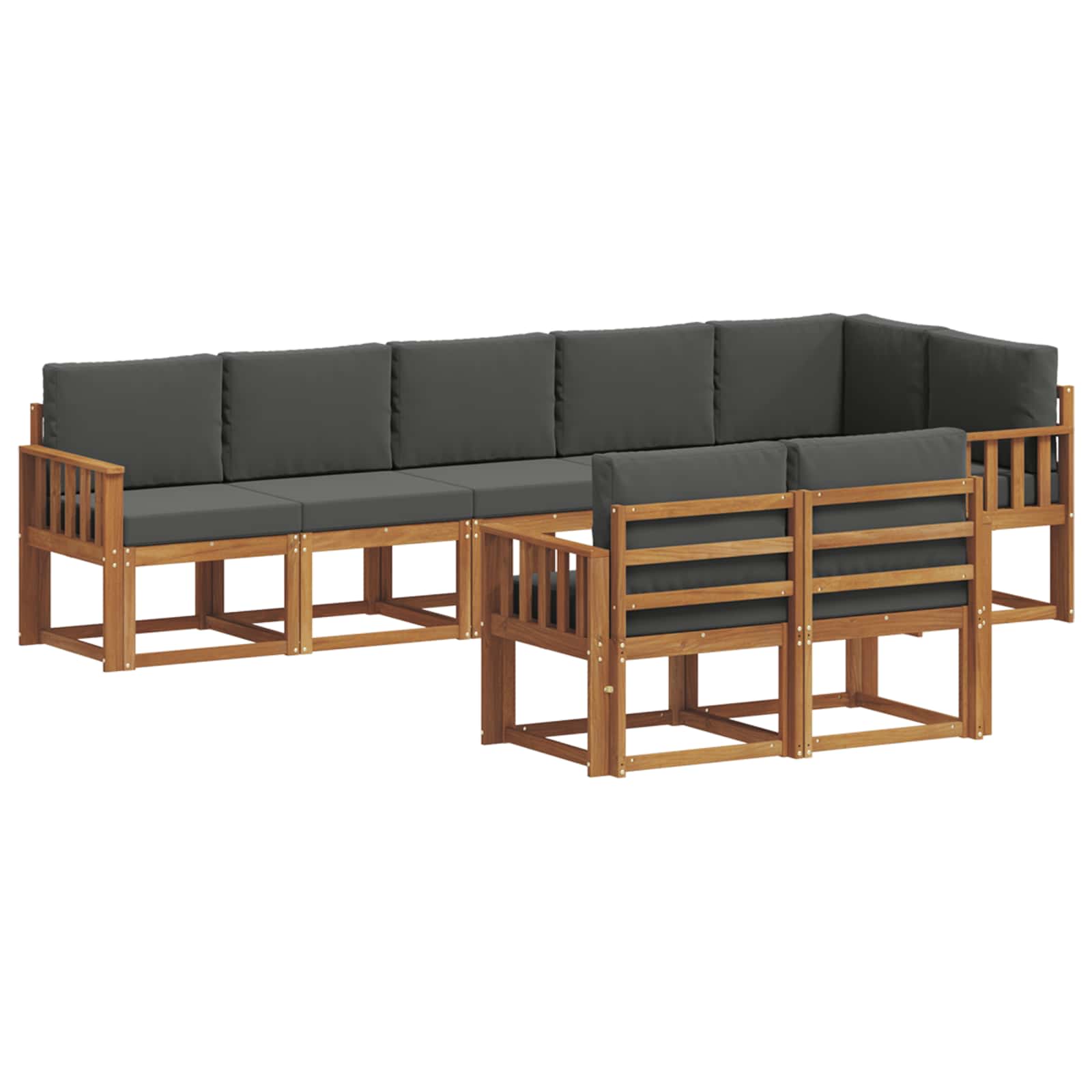 Outdoor Sofa Set with Cushion 8 pcs Natural and Anthracite