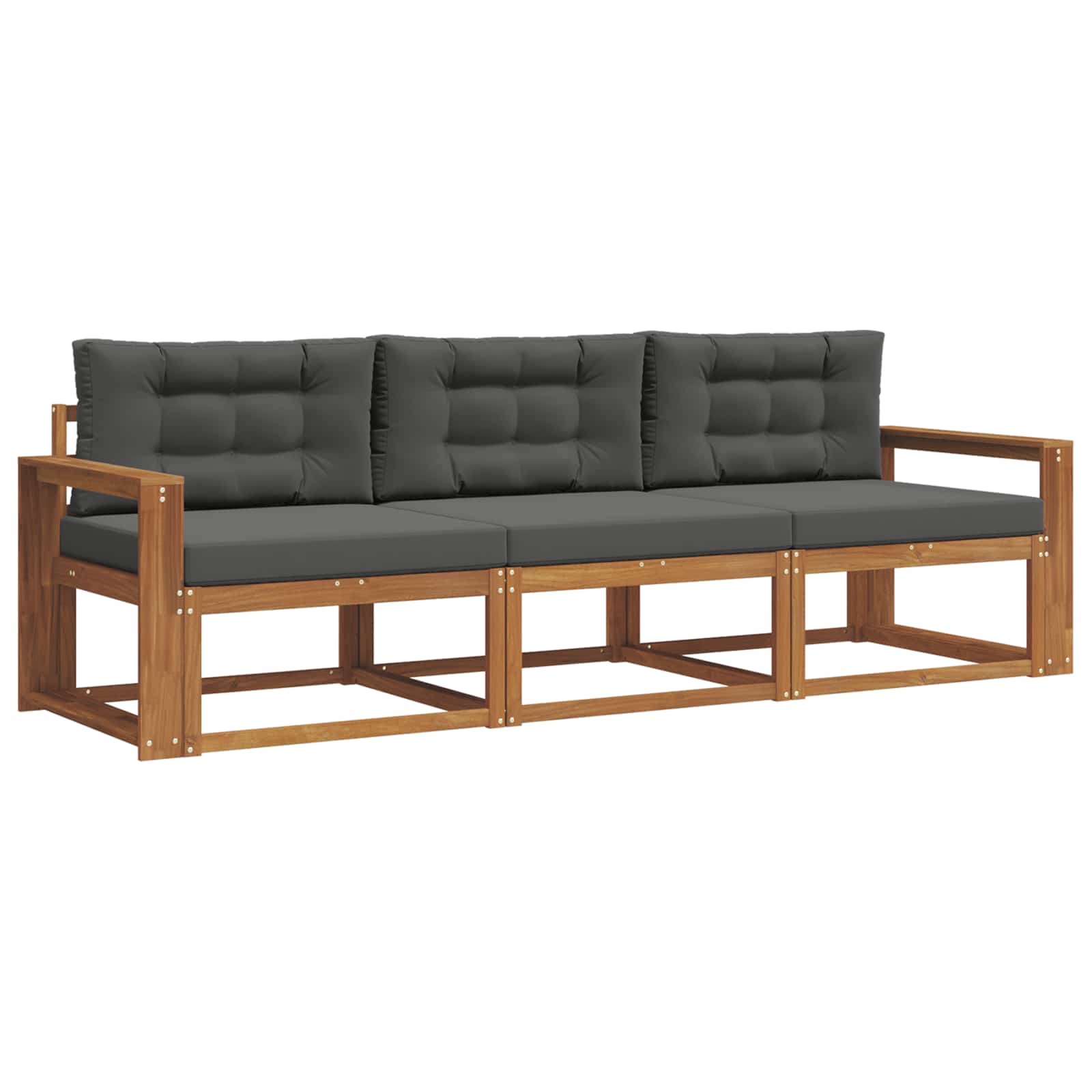Outdoor Sofa Set with Cushion 3 pcs Natural and Anthracite