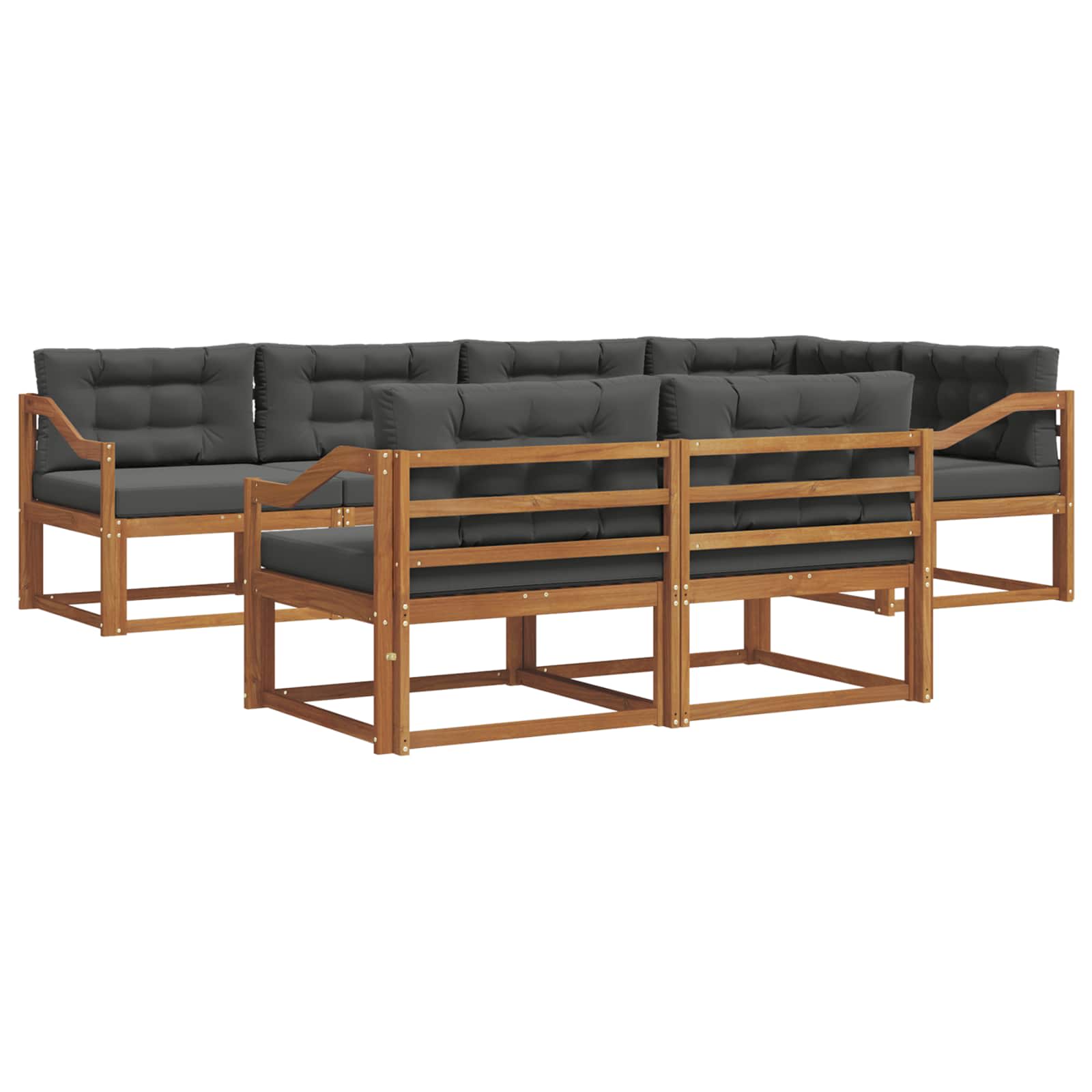 Outdoor Sofa Set with Cushion 7 pcs Natural and Anthracite