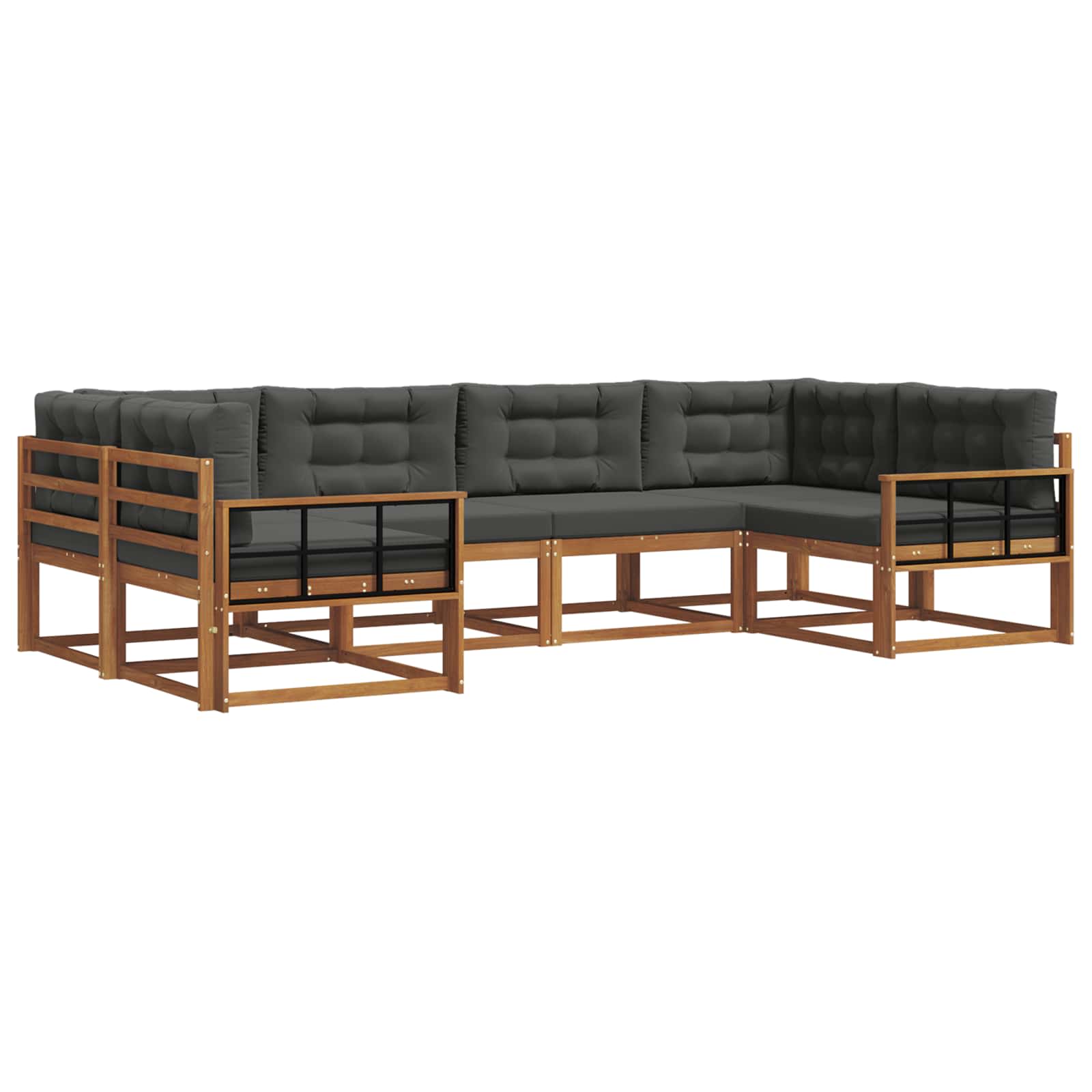 Outdoor Sofa Set with Cushion 6 pcs Natural and Anthracite