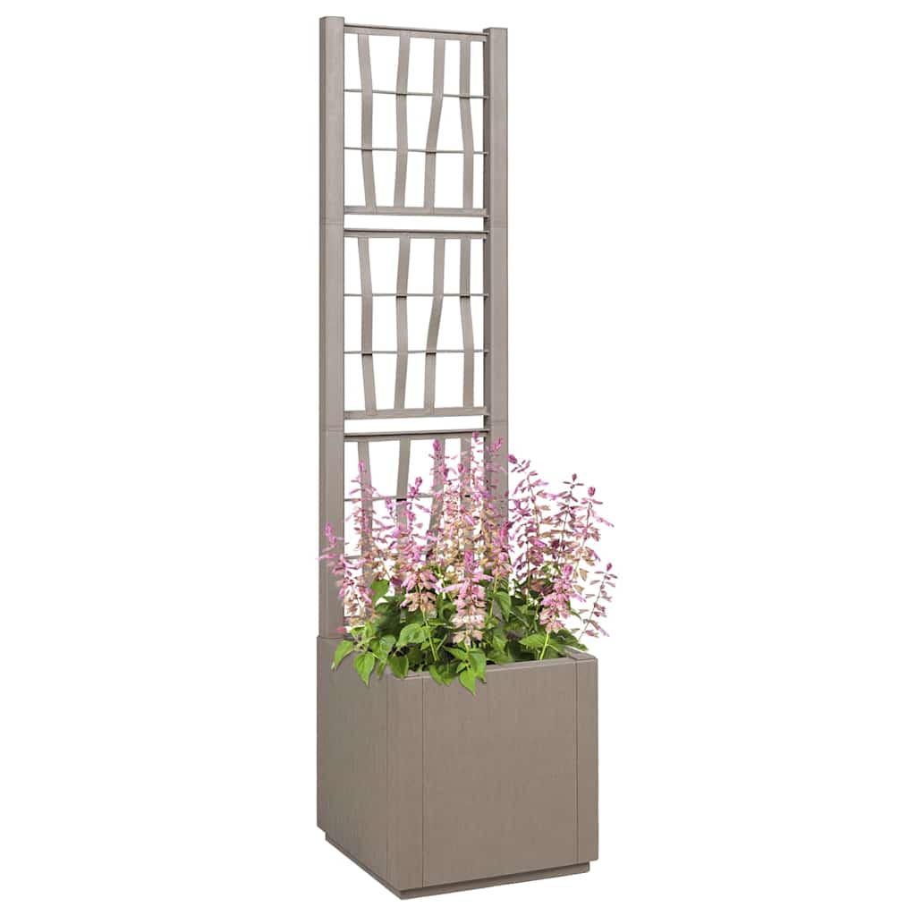 Garden Planter with Trellis Light Brown PP