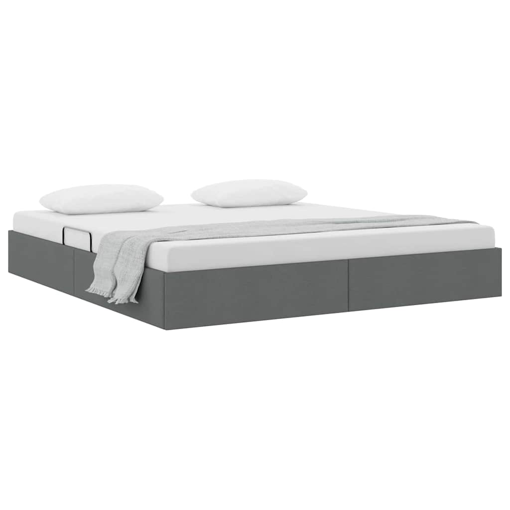 Storage Bed with Mattress Dark Grey 72.05 x 83.86 in Fabric