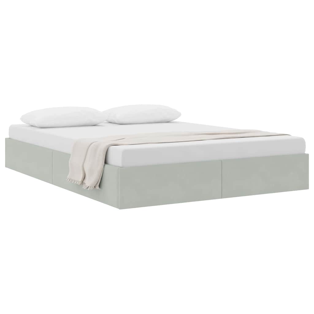 Storage Bed with Mattress Light Grey 53.94 x 74.80 in Velvet