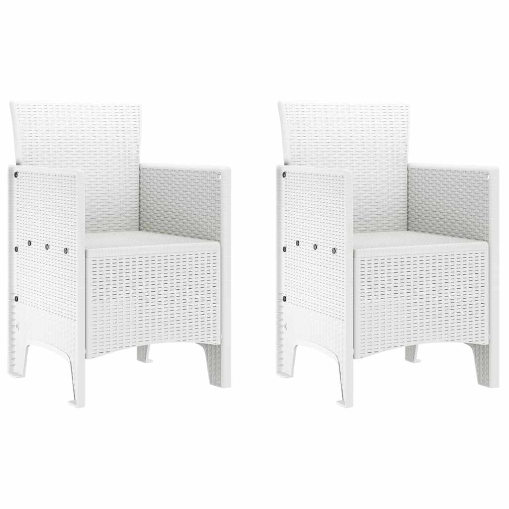 Garden Chair 2 pcs White 20.87 x 19.29 x 33.46 in Polypropylene