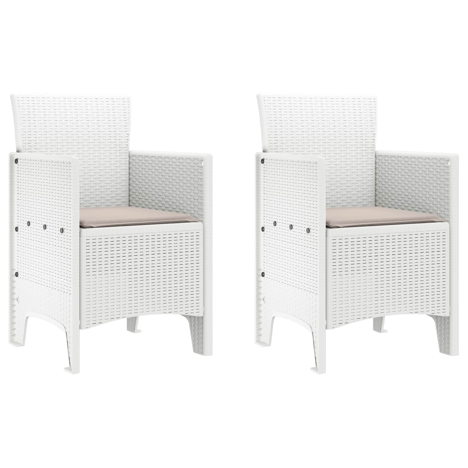 Garden Chair 2 pcs White 20.87 x 19.29 x 33.46 in Polypropylene
