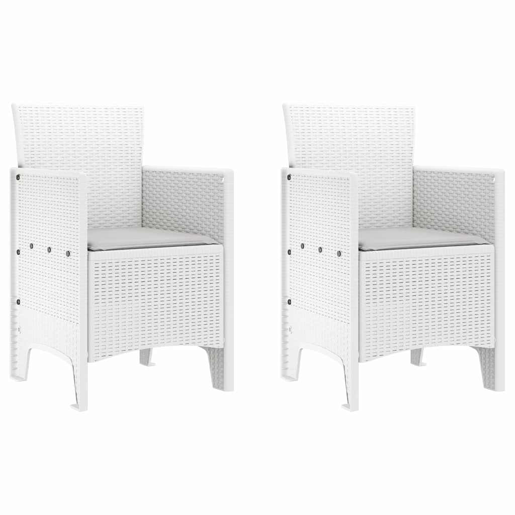 Garden Chair 2 pcs White 20.87 x 19.29 x 33.46 in Polypropylene