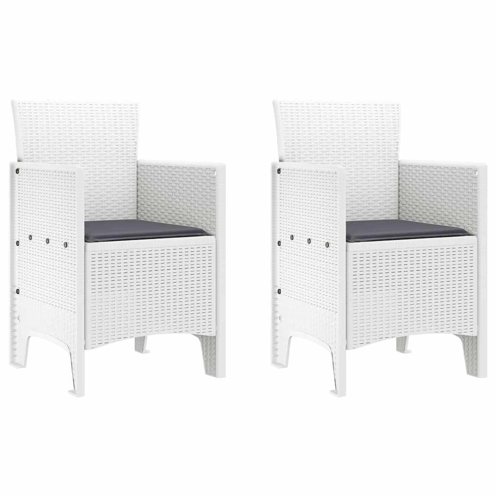 Garden Chair 2 pcs White 20.87 x 19.29 x 33.46 in Polypropylene
