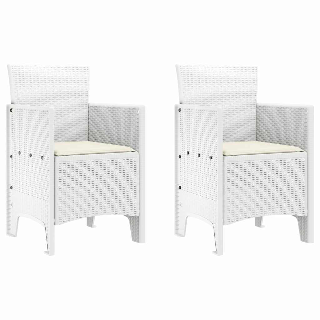 Garden Chair 2 pcs White 20.87 x 19.29 x 33.46 in Polypropylene