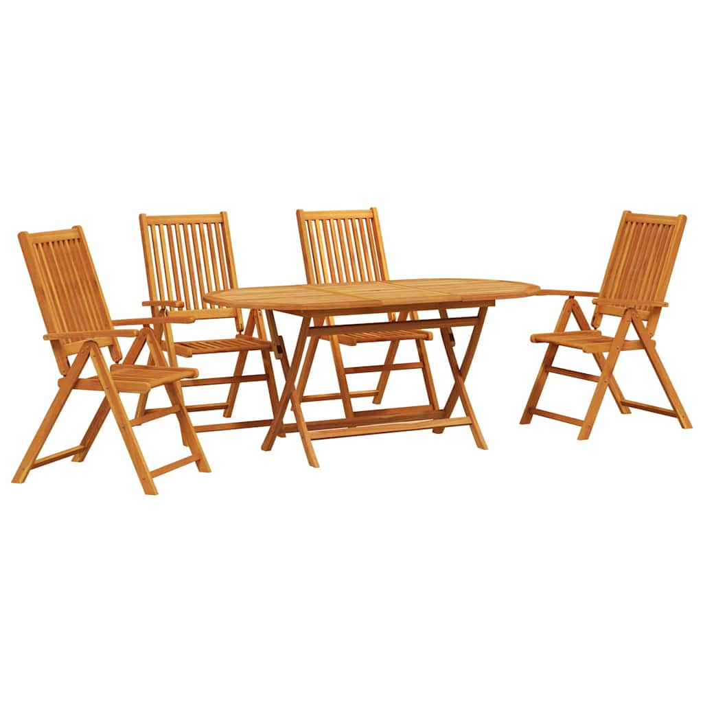 Garden Dining Set Folding 5 pcs Brown Solid Acacia Wood