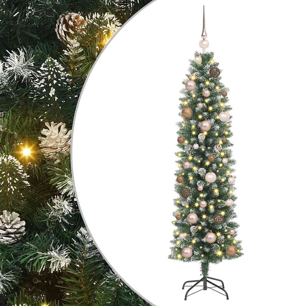 Artificial Slim Christmas Tree Green and White 59.06 in