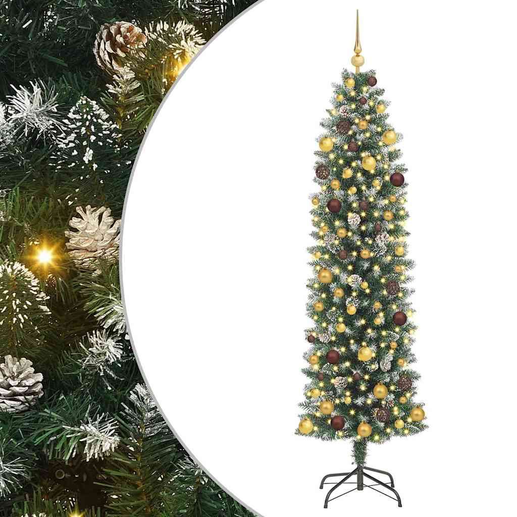 Artificial Slim Christmas Tree Green and White 82.68 in
