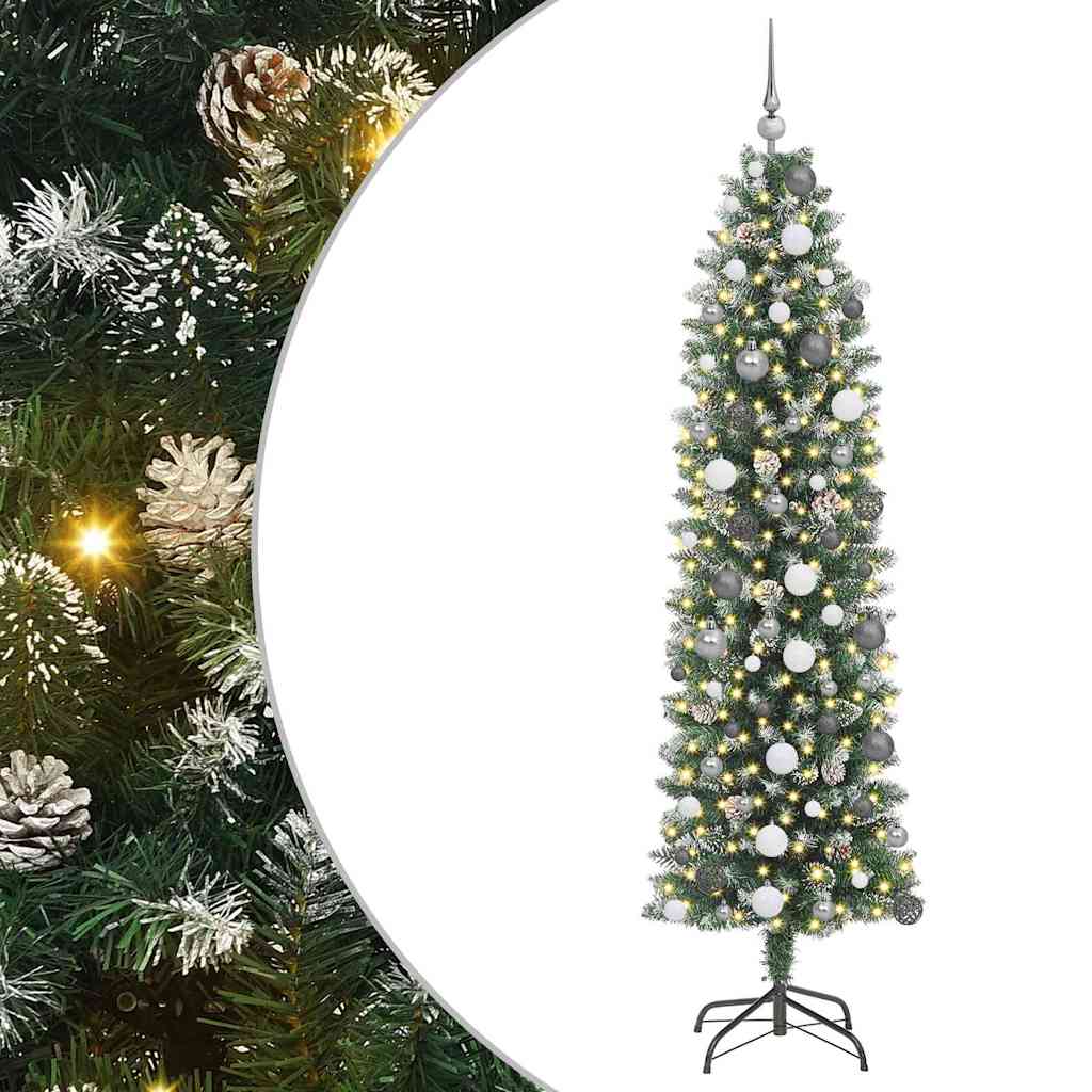 Artificial Slim Christmas Tree Green and White 82.68 in