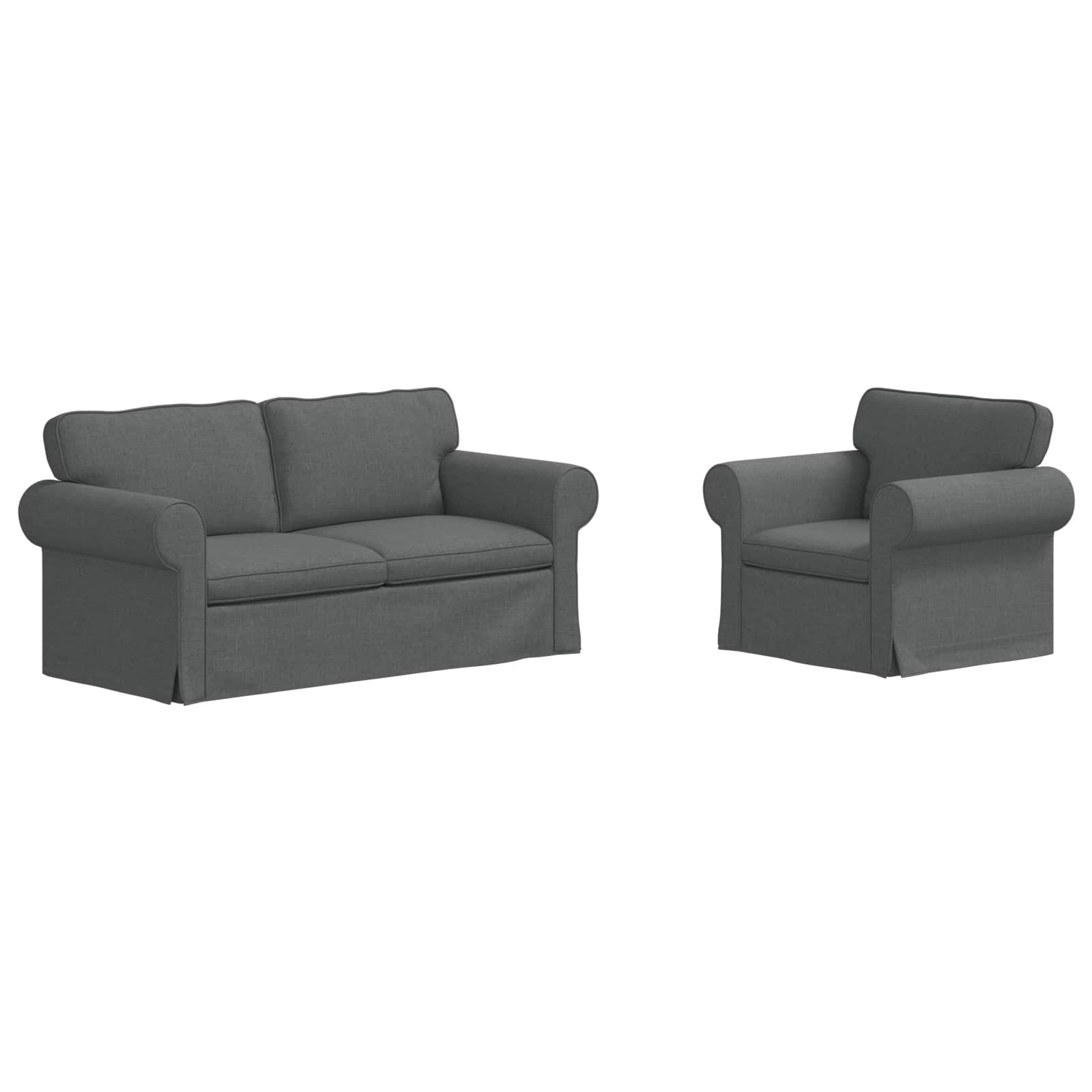 Sofa Set 2 pcs Dark Grey 68.90 x 32.28 x 31.50 in Fabric