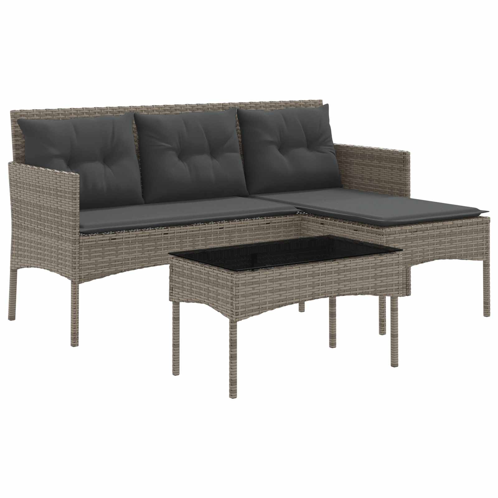 Garden Sofa Set with Cushion 2 pcs Poly Rattan