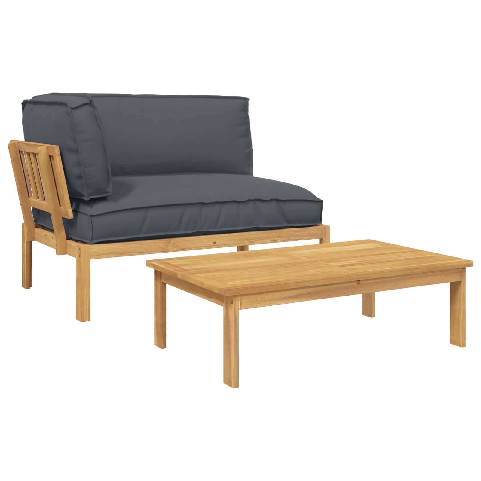 Sofa Set with Cushion Plain 2 pcs Anthracite Solid Acacia Wood