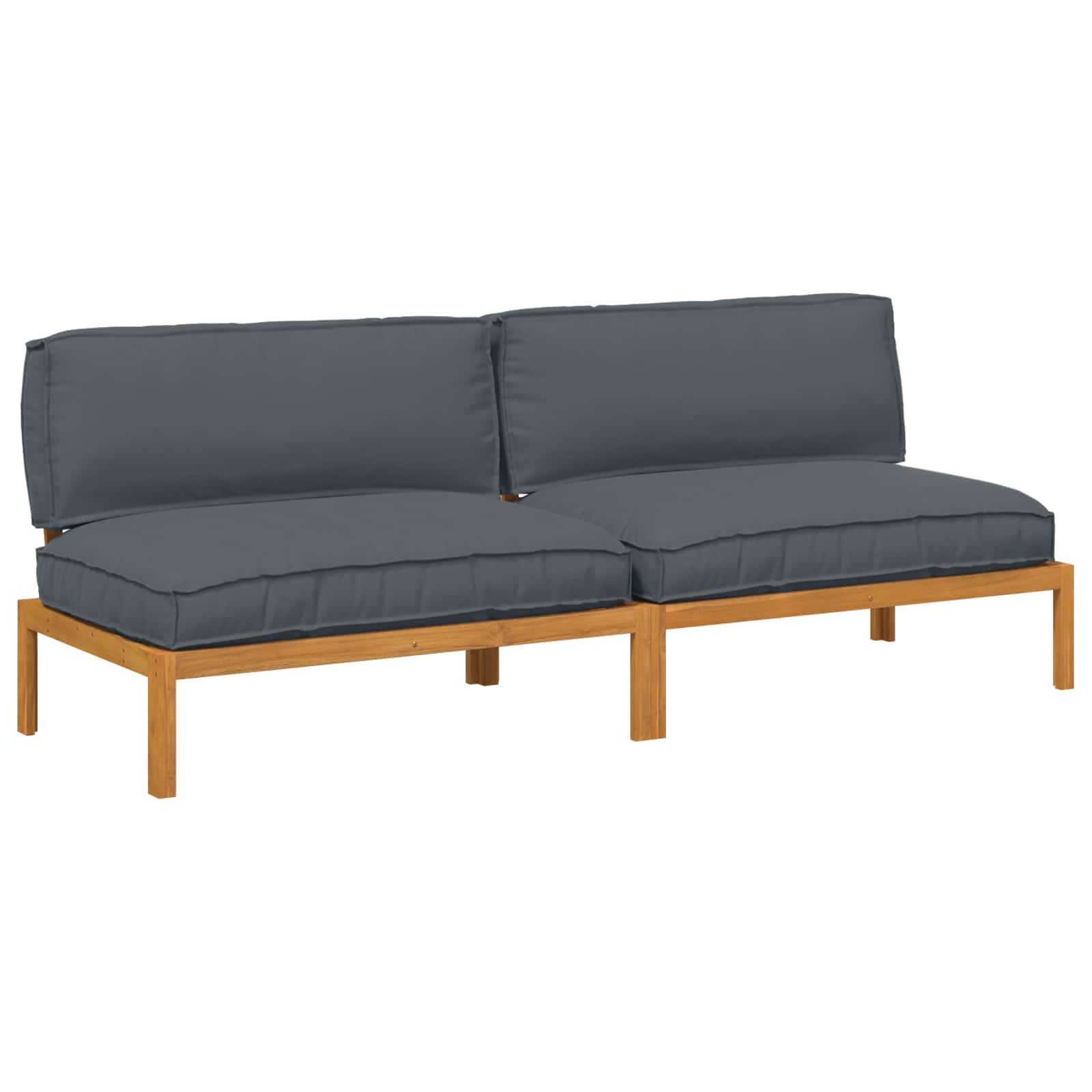 Sofa Set with Cushion Plain 2 pcs Anthracite Solid Acacia Wood